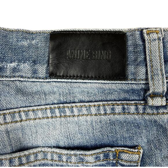 Anine Bing Cotton Distressed Denim Shorts Vintage Blue Button Fly Size Small - Picture 4 of 9